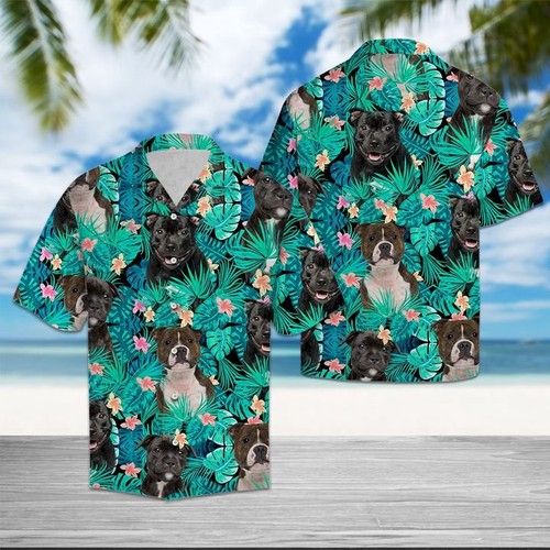 Staffordshire Bull Terrier Tropical Hawaiian Shirt Summer{Size}