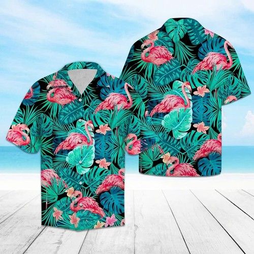 Tropical Flamingo Hawaiian Shirt Summer{Size}