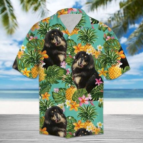 Tropical Pineapple Tibetan Mastiff Hawaiian Shirt Summer{Size}