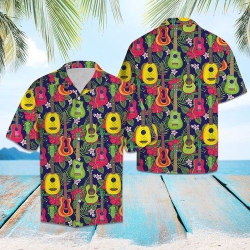 Ukulele Tropical Fruit Hawaiian Shirt Summer{Size}