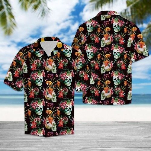 Skull Tropical Hawaiian Shirt Summer{Size}