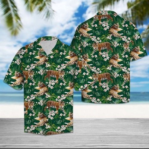 Tiger Tropical Forest Hawaiian Shirt Summer{Size}