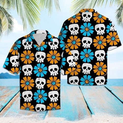 Skull Flower Hawaiian Shirt Summer{Size}