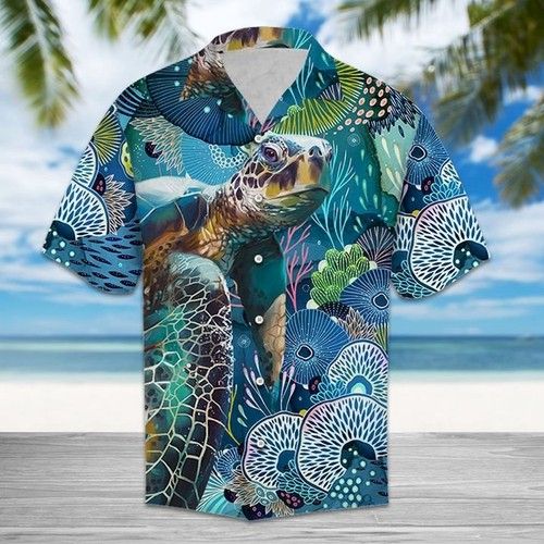 Turtle Coral Hawaiian Shirt Summer{Size}