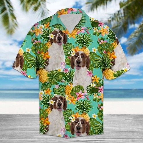 Tropical Pineapple Welsh Springer Spaniel Hawaiian Shirt Summer Button{Size}