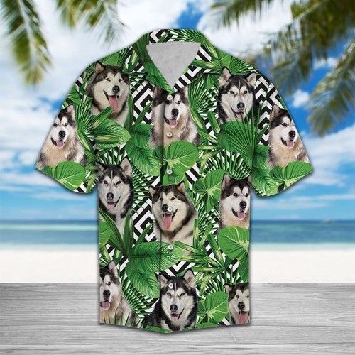 Summer Exotic Jungle Tropical Alaskan Malamute Hawaiian Shirt Summer B{Size}