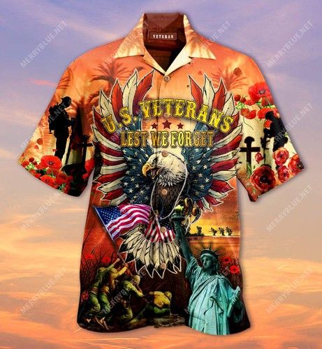 U.S. Veterans Lest We Forget Hawaiian Shirt{Size}