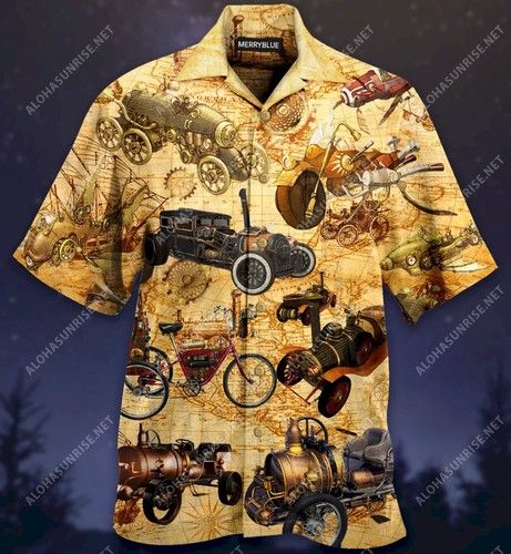 Steampunk Vehicles Around The World Unisex Hawaiian Shirt{Size}