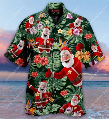 Stay Cool Santa Claus Christmas Unisex Hawaiian Shirt{Size}