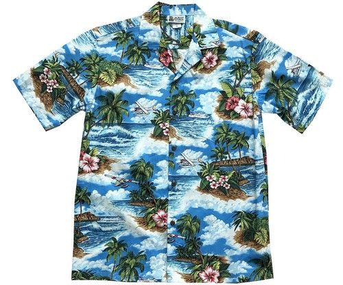 Water Landing Blue Hawaiian Shirt{Size}