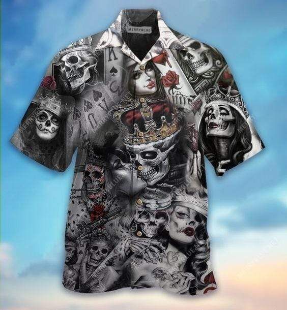 Shop Hawaiian Aloha Shirts Love Is Blind Poker Skull{Size}