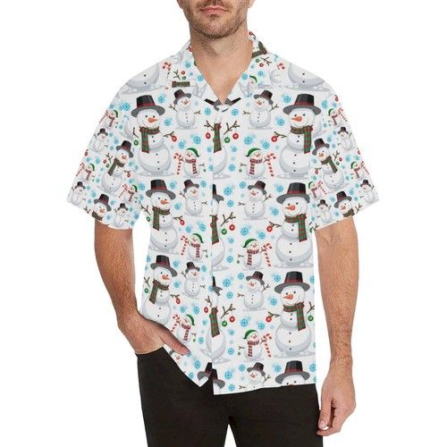 Snowman Pattern Background MenâS All Over Print Hawaiian Shirt{Size}