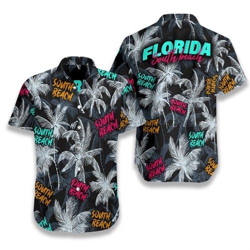 South Beach Coconut Tree Seamless Hawaiian Shirt{Size}