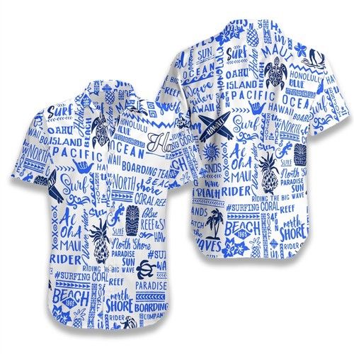 Surfing Pattern Hawaiian Shirt{Size}