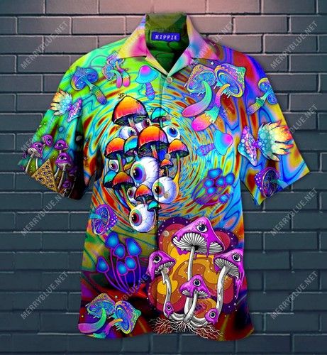 Trippy Mushroom Eyes Hippie Hawaiian Shirt{Size}