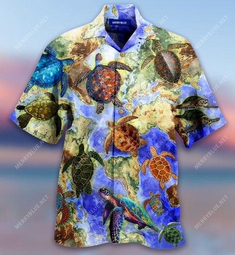 Turtles Swim Around The World Hawaiian Shirt{Size}