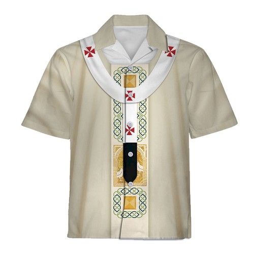 White Liturgical Vestment Hawaiian Shirt{Size}