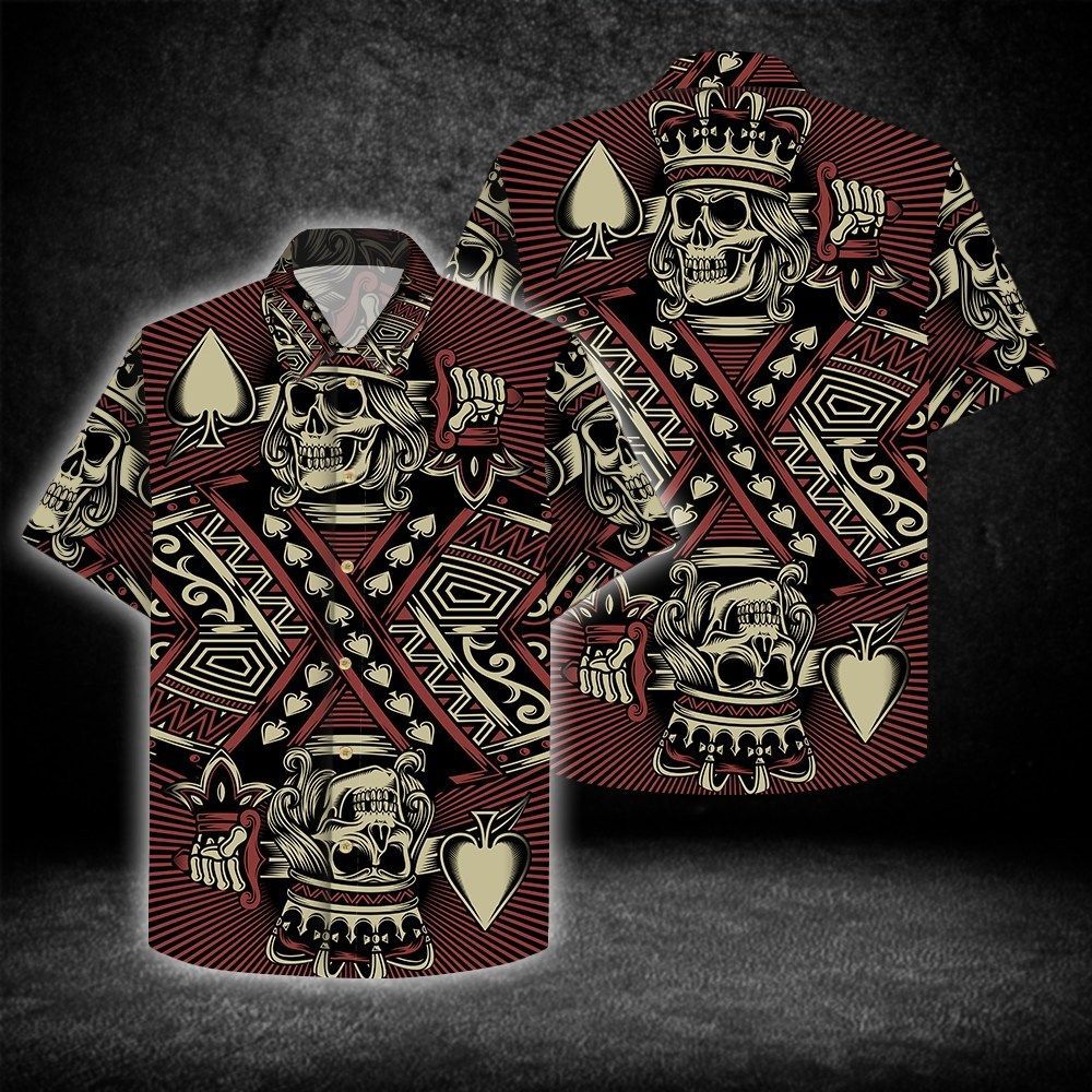 Skull King Of Hear 3D All Over Hawaiian Shirt{Size}