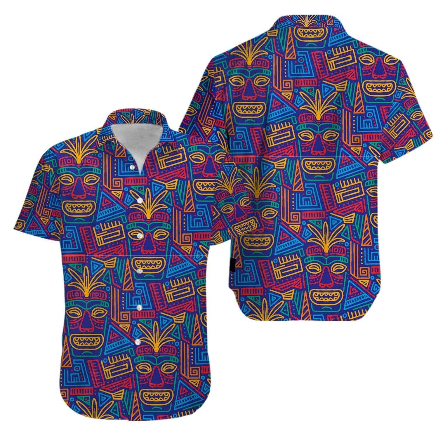 Tiki Pattern Aloha Hawaiian Shirts V{Size}