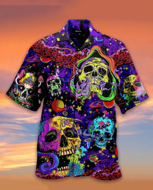 Toxic Skull Life Is Colorful Hawaiian Unisex Aloha Shirts H{Size}