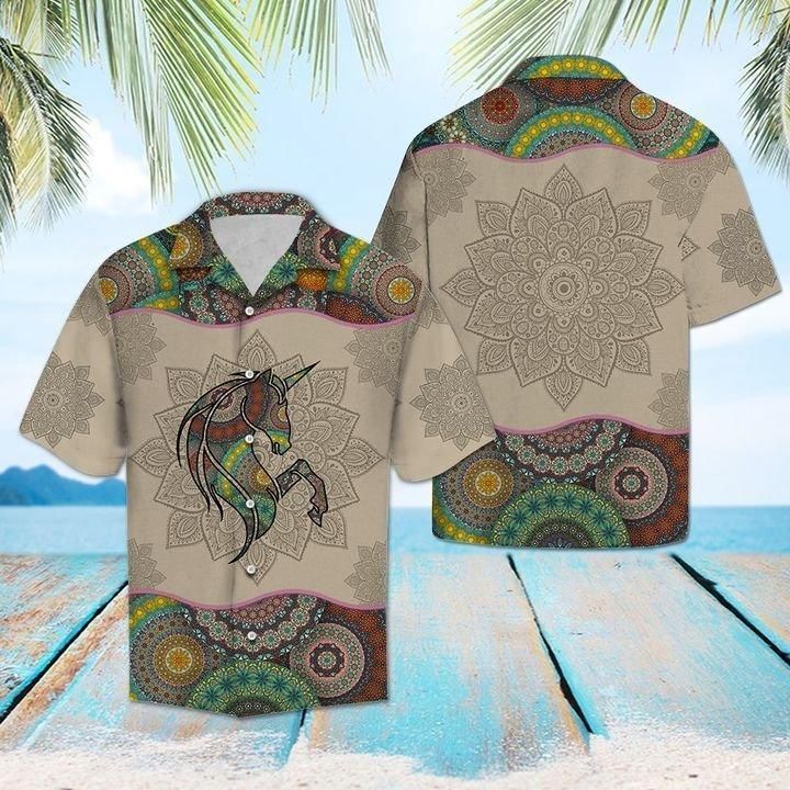 Unicorn Mandala Hawaiian Shirt{Size}