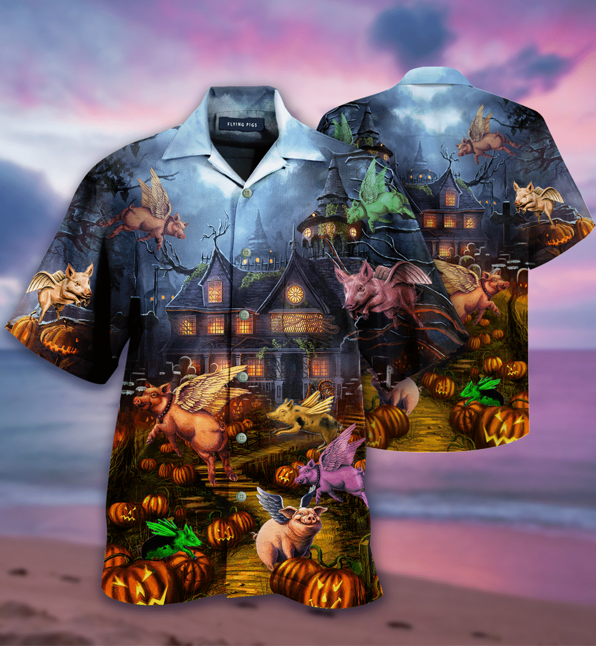 When Pigs Fly Halloween Hawaiian Shirt{Size}