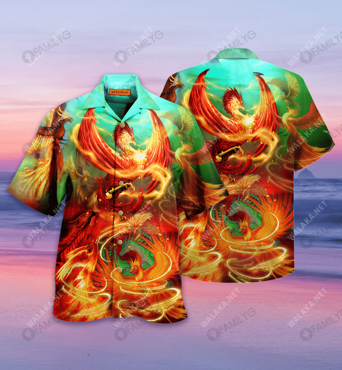 Soul Of A Phoenix Heart Of A Dragon Unisex Hawaiian Shirt{Size}