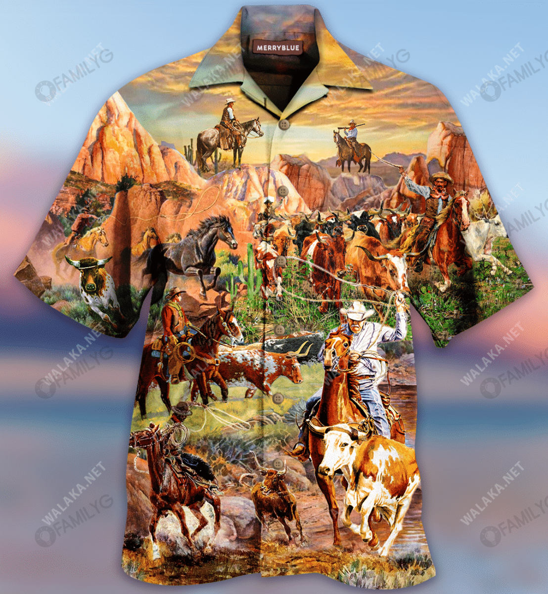 Texas Cowboys and Longhorns Unisex Hawaiian Shirt{Size}