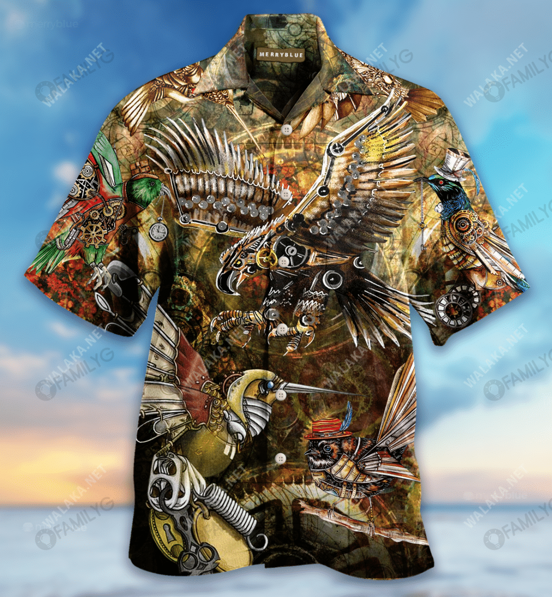 Soft Or Strong? Steampunk Birds Unisex Hawaiian Shirt{Size}