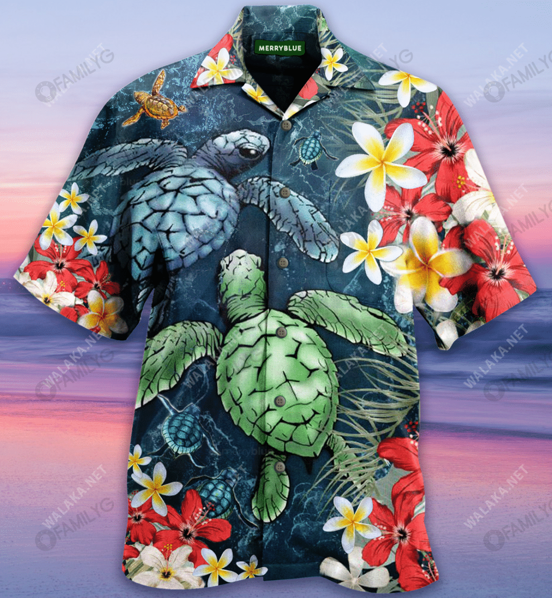 Turtles Let The Sea Set You Free Unisex Hawaiian Shirt{Size}