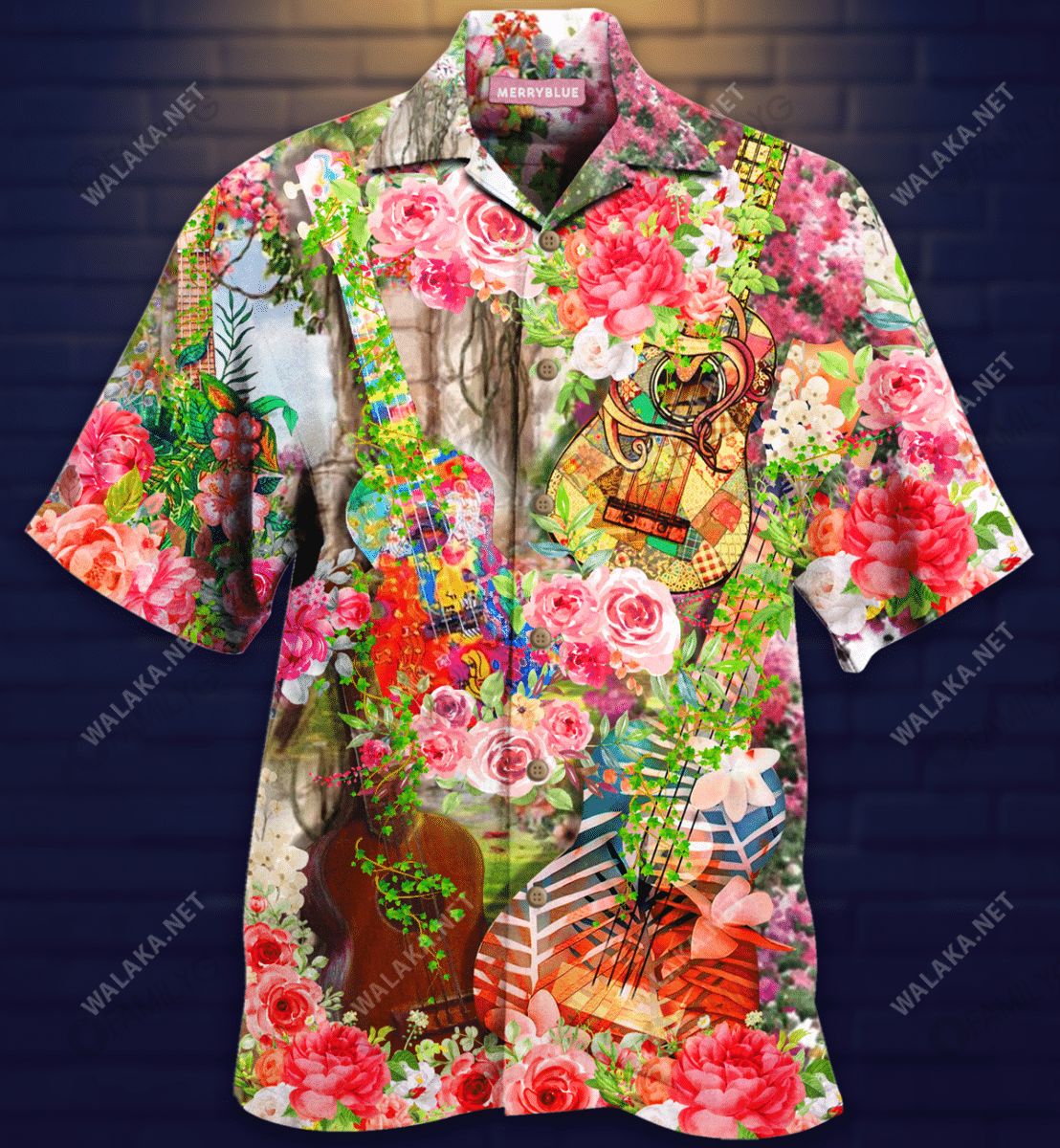 So Beautiful Rose Garden And Ukulele Unisex Hawaiian Shirt{Size}