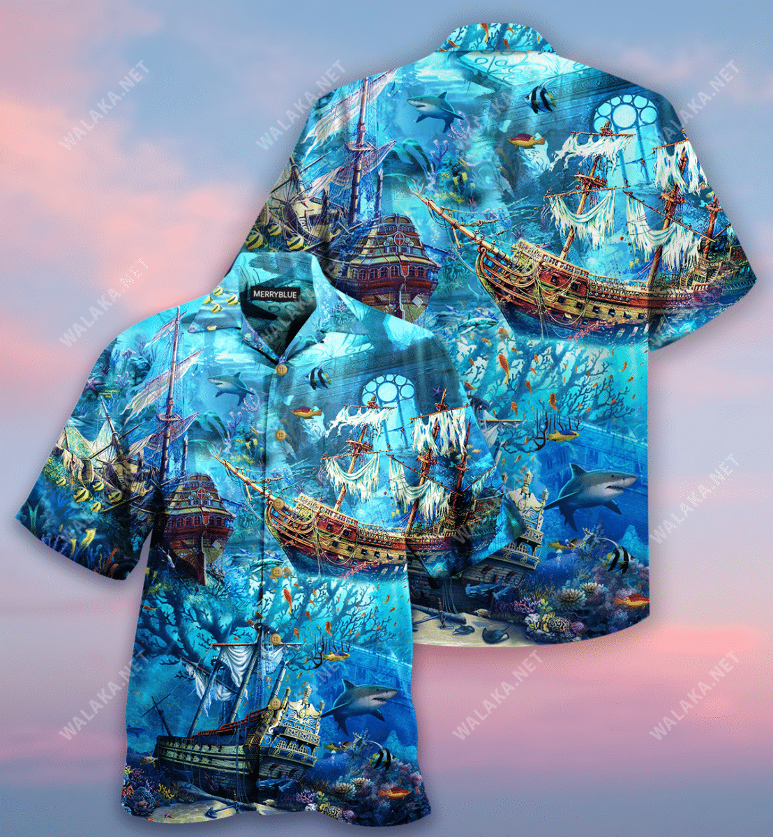 Underwater Treasures The Forgotten Ships Unisex Hawaiian Shirt{Size}