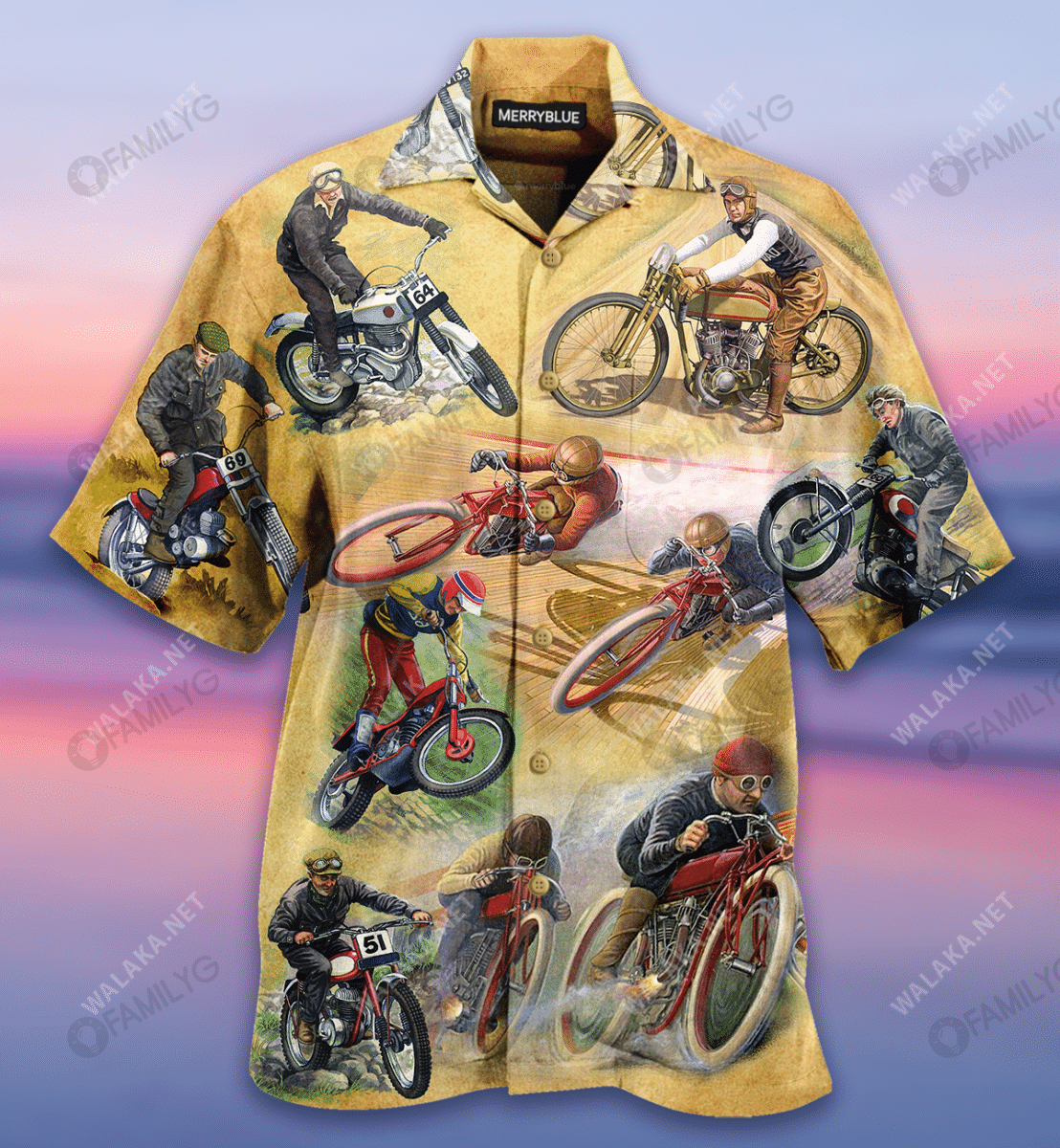 Vintage Motorcycles Unisex Hawaiian Shirt{Size}