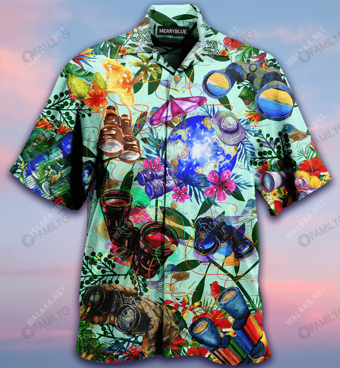 Travelling Through Binoculars Unisex Hawaiian Shirt{Size}