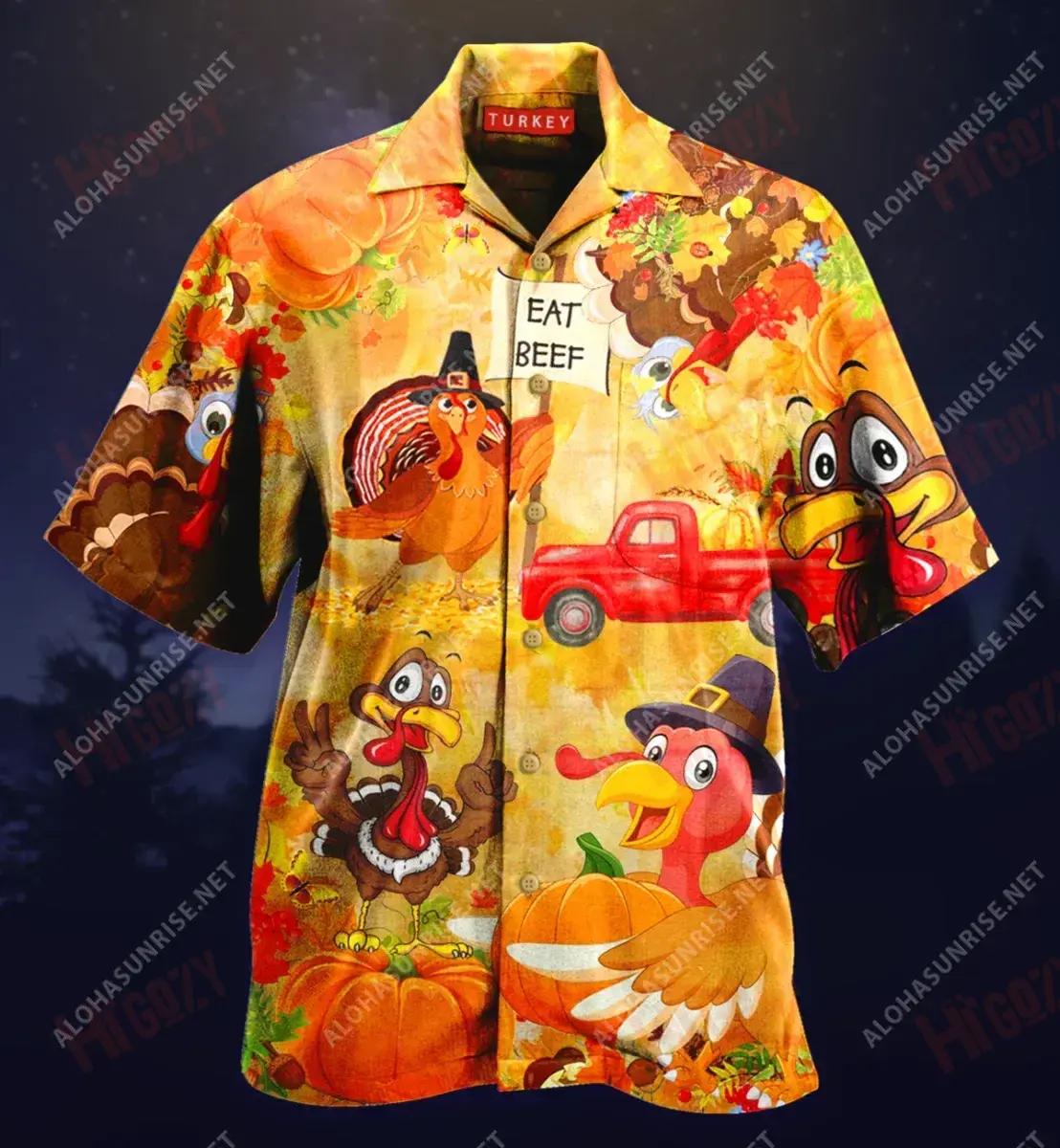 Thanksgiving Turkey Short Hawaiian Shirt Hobbies Short Sleeve Tropical Shirts For Men Hawaiian Shirts For Men{Size}