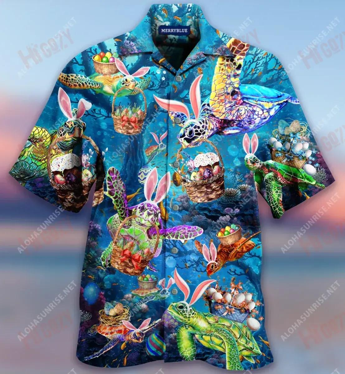 Wishing You A Turtley Awesome Easter Unisex Short Sleeve Shirt Summer Hawaiian T Shirts Tropical Shirts For Men Crazy Shirts Hawaii{Size}