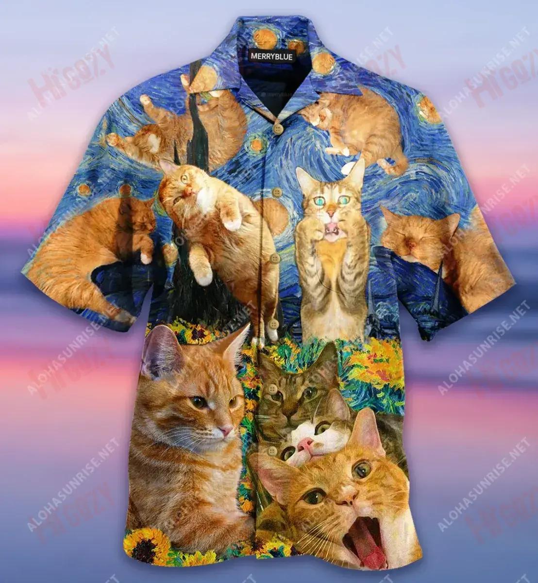 The Sight Of Stars Makes Cats Dream Unisex Short Sleeve Shirt Ocean Hawaiian T Shirts Tactical Hawaiian Shirt Hawaiian Shirts For Women{Size}