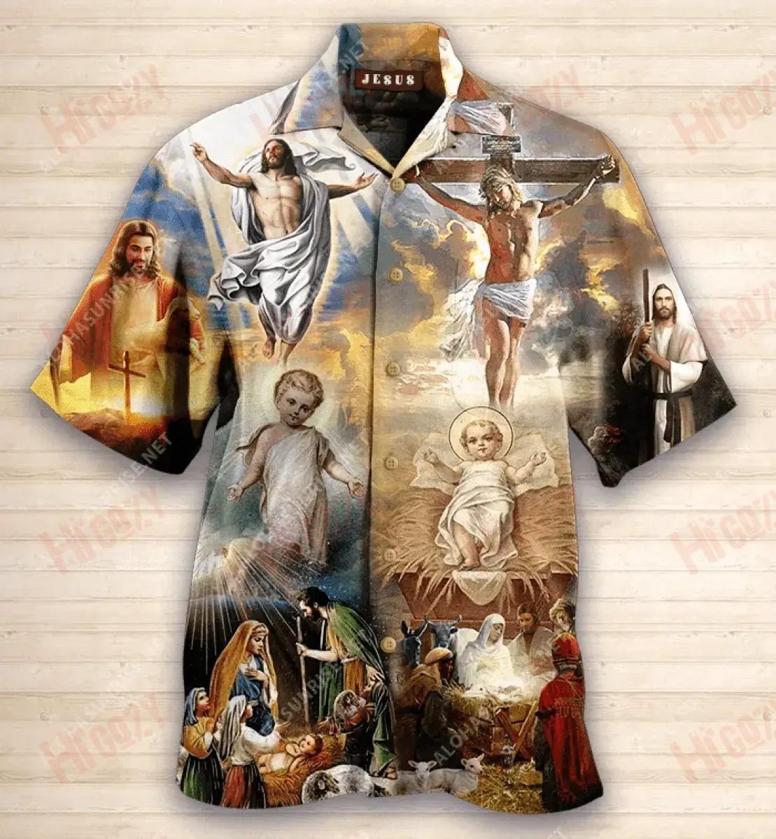 The Life Of Jesus Short Short Sleeve Shirt Summer Hawaiian T Shirts Custom Hawaiian Shirts Hawaiian Shirt Pattern{Size}