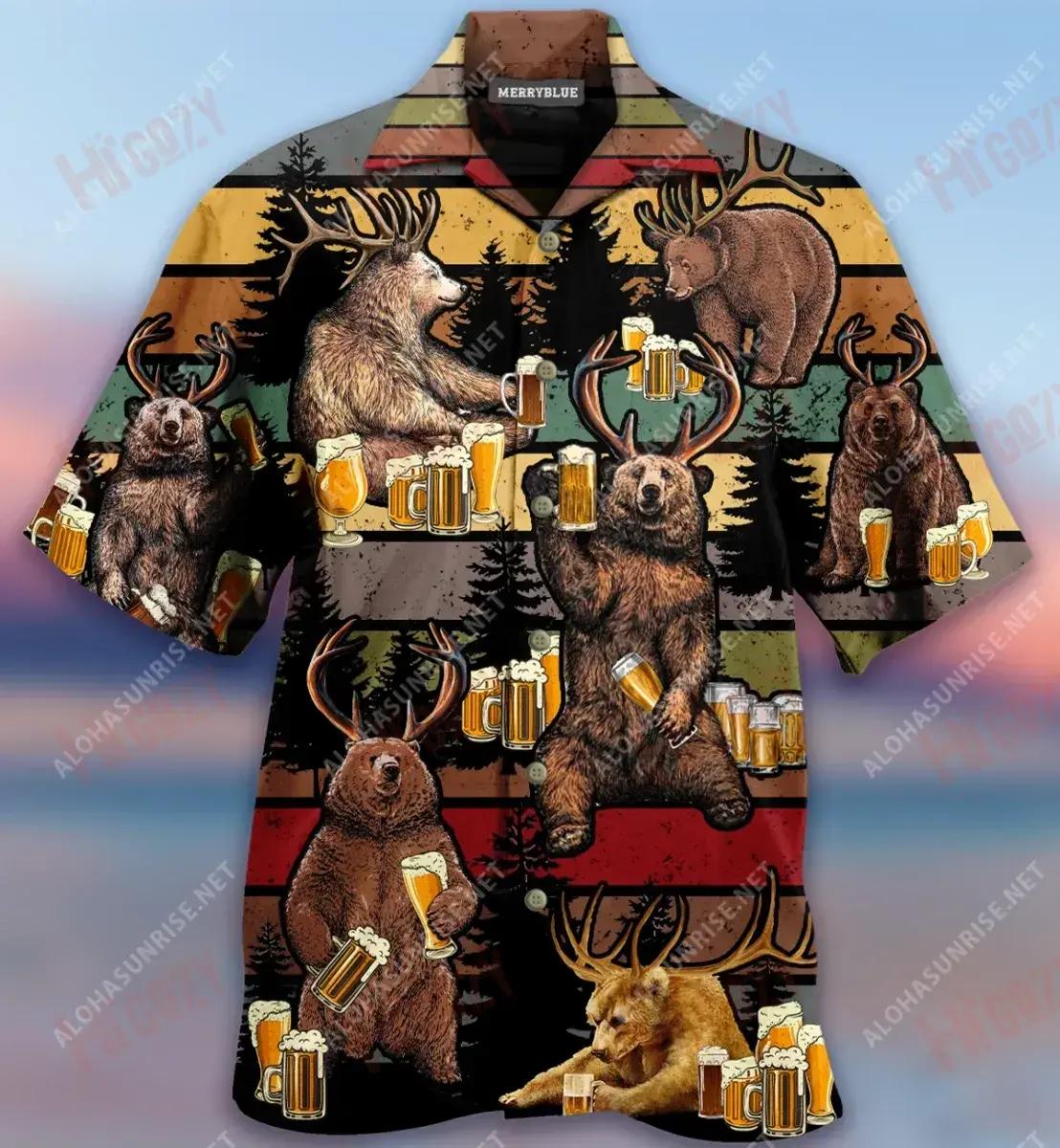 Worst Case Scenario A Deer Bear Kills You Unisex Short Sleeve Shirt Ocean Aloha Shirt Hawaiian Crazy Shirts Hawaiian Shirts For Men{Size}