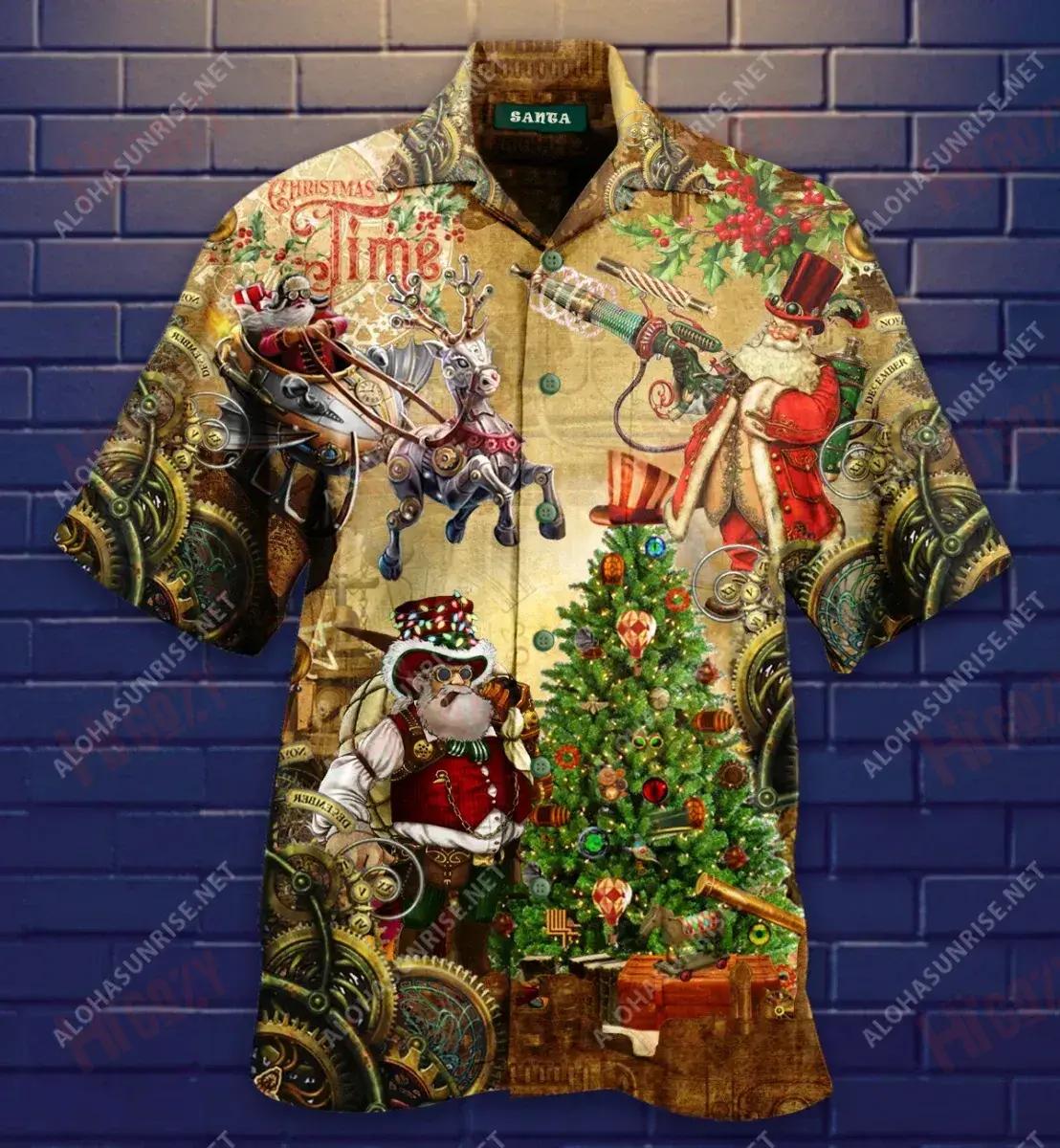 Steampunk Christmas Short Short Sleeve Shirt Hobbies Hawaiian T Shirts Best Hawaiian Shirts Hawaiian Shirts For Women{Size}