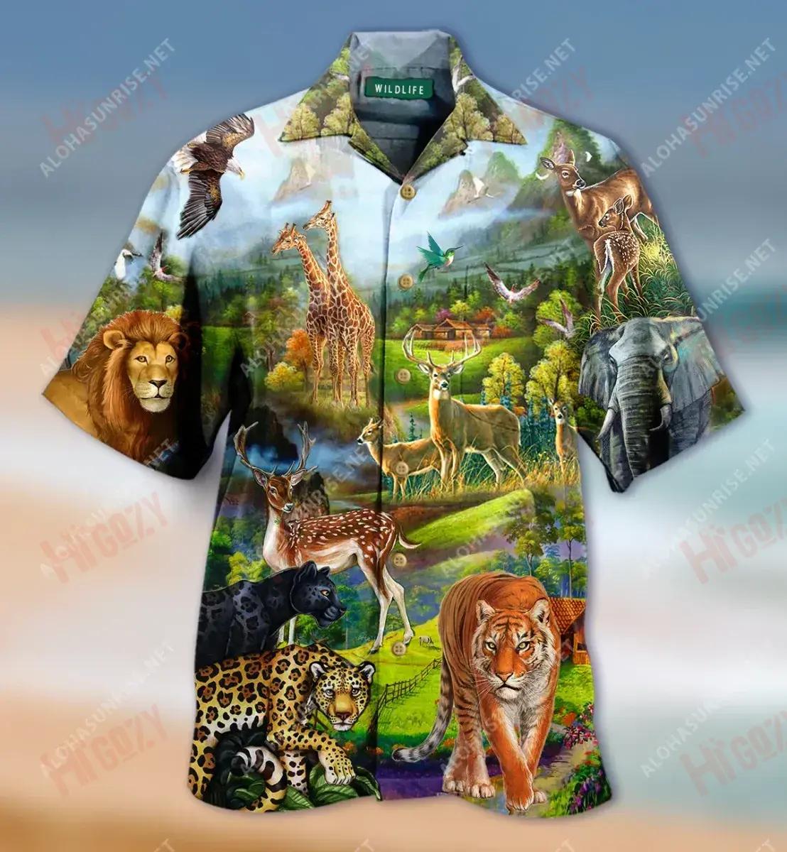 World Wildlife Short Short Sleeve Shirt Ocean Tropical Shirts Hawaiian Crazy Shirts Hawaiian Shirts For Women{Size}