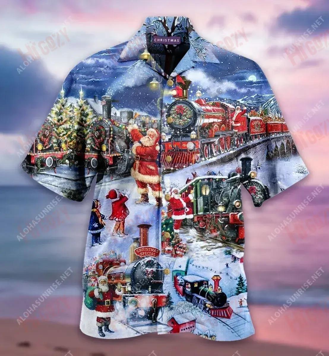 Train To Christmas 2020 Unisex Short Sleeve Shirt Summer Short Sleeve Tactical Hawaiian Shirt Hawaiian Shirts For Women{Size}