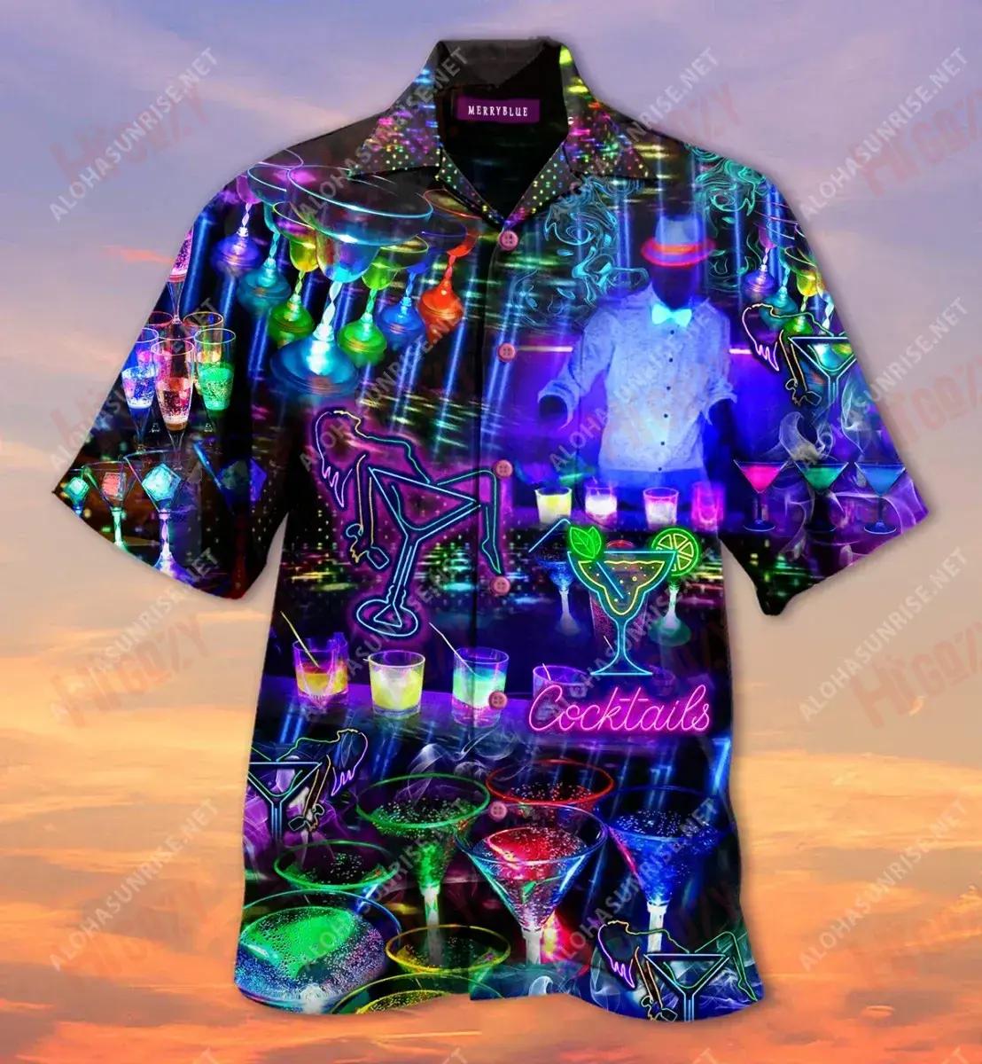 There'S Always Time For A Cocktail Short Sleeve Shirt Hobbies Short Sleeve Tropical Shirts For Men Funny Hawaiian Shirts{Size}