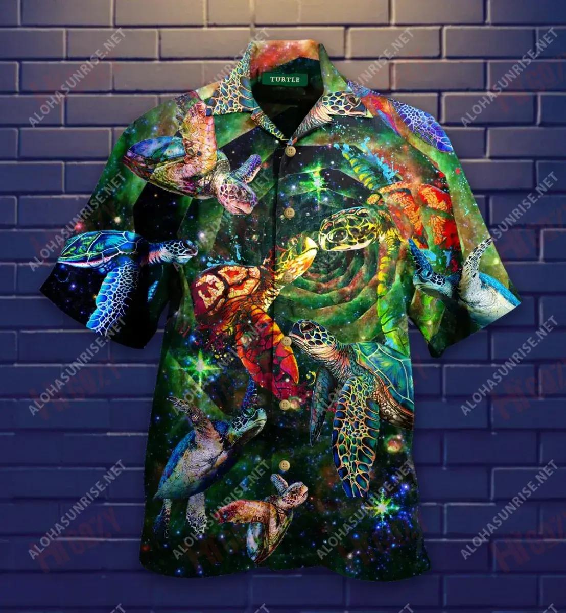 Trippy Turtle Unisex Shirt Short Sleeve Shirt Hobbies Short Sleeve Best Hawaiian Shirts Hawaiian Shirts For Women{Size}