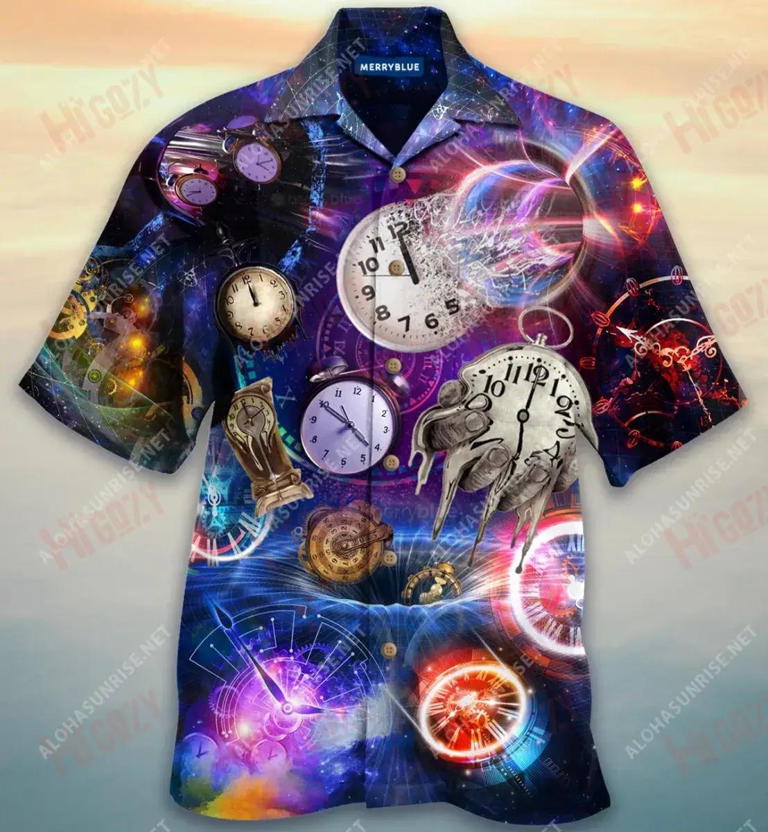 Time Is An Illusion Clock Unisex Short Sleeve Shirt Summer Short Sleeve Hawaiian Crazy Shirts Hawaiian Shirts For Men{Size}