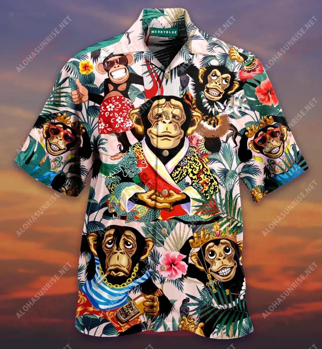 Smile Like A Monkey Unisex Short Sleeve Shirt Hobbies Short Sleeve Best Hawaiian Shirts Hawaiian Shirts For Women{Size}