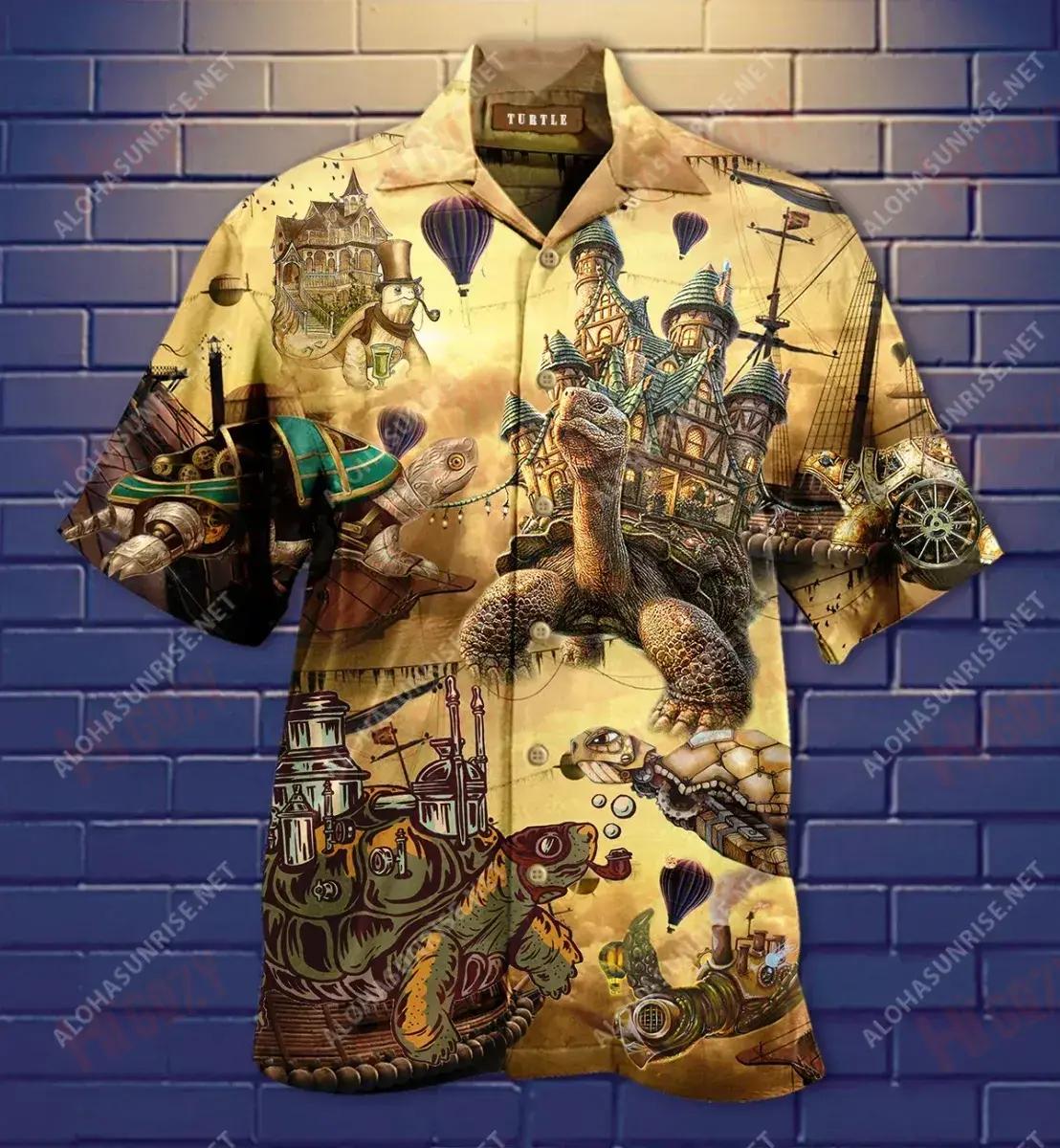 Turtle Steampunk Short Sleeve Shirt Ocean Aloha Shirt Best Hawaiian Shirts Hawaiian Shirts For Men{Size}