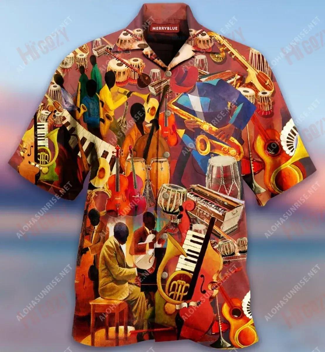 The Melody Of Time Jazz Unisex Short Sleeve Shirt Vacation Tropical Shirts Tactical Hawaiian Shirt Hawaiian Shirts For Men{Size}