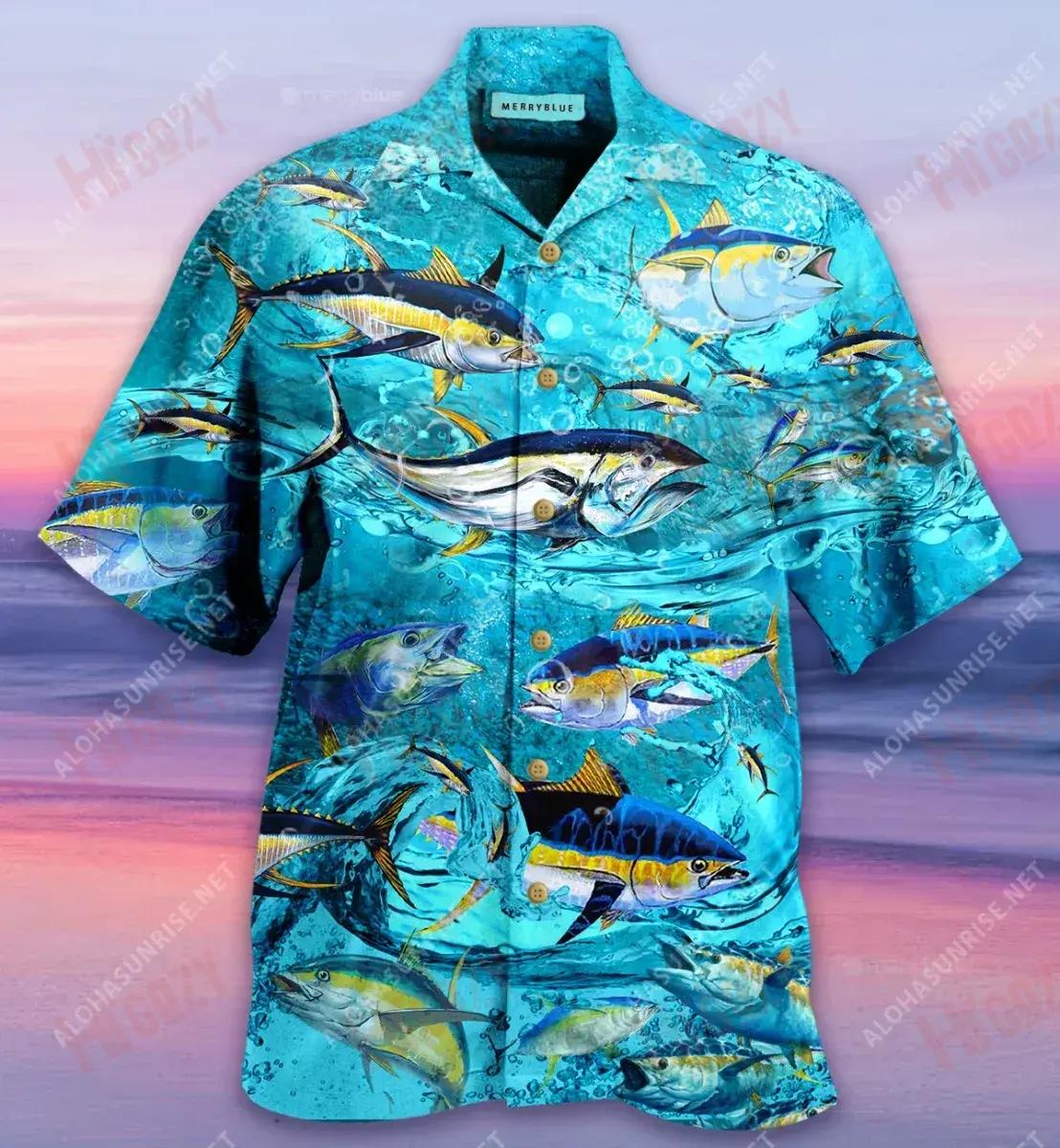 Tuna Fish In The Sea Unisex Short Sleeve Shirt Summer Tropical Shirts Vintage Hawaiian Shirts Hawaiian Shirt Pattern{Size}