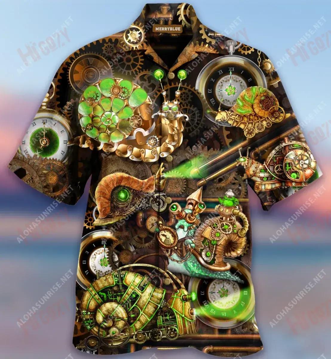 Snail Steampunk Unisex Short Sleeve Shirt Summer Aloha Shirt Tactical Hawaiian Shirt Hawaiian Shirts For Men{Size}